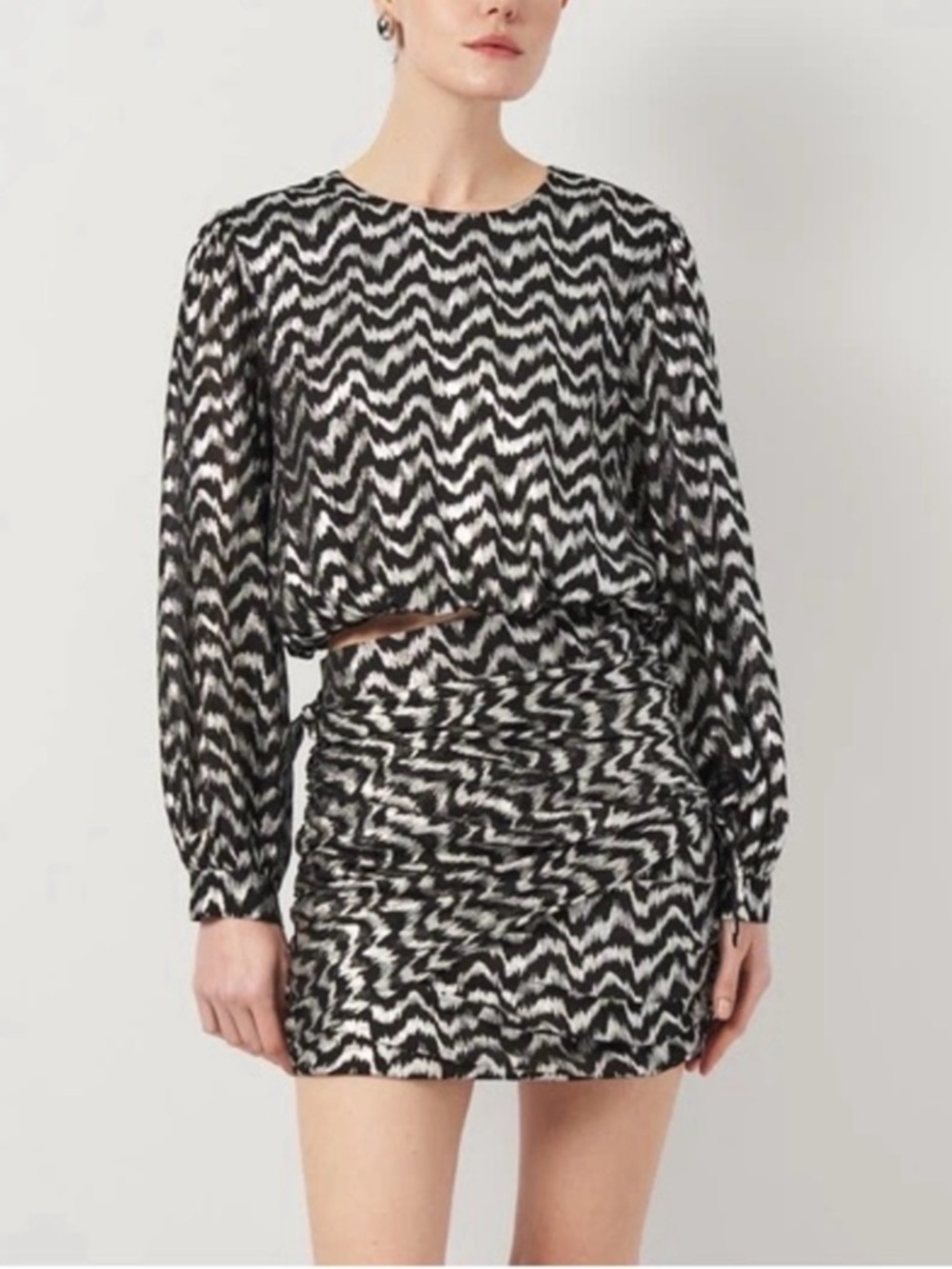 ZARA Metallic Jacquard Set (Top + Skirt) | Size M | NWT